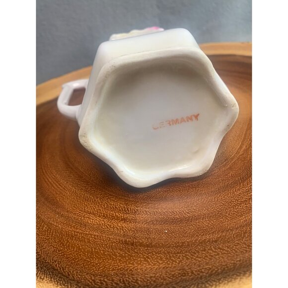 Vintage German Porcelain Creamer Pitcher with Floral Pattern 4 inch tall - Picture 5 of 14